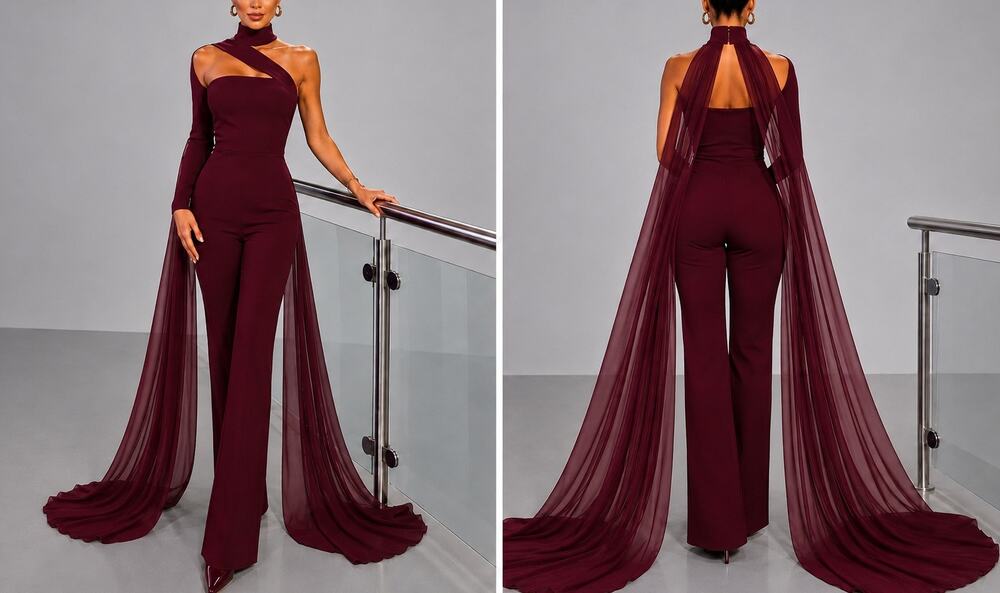 Custom Debbie Carroll maroon interview jumpsuit size 4
